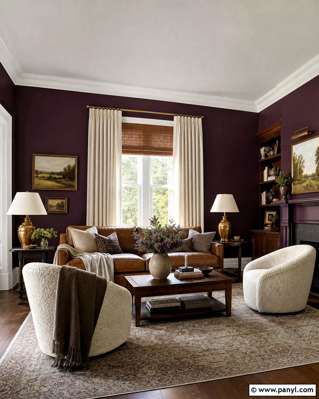 Deep Plum Purple Living Room - 20 purple room design ideas