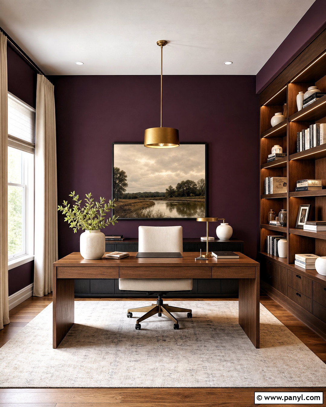 Deep Plum Purple Office - 20 purple office paint ideas