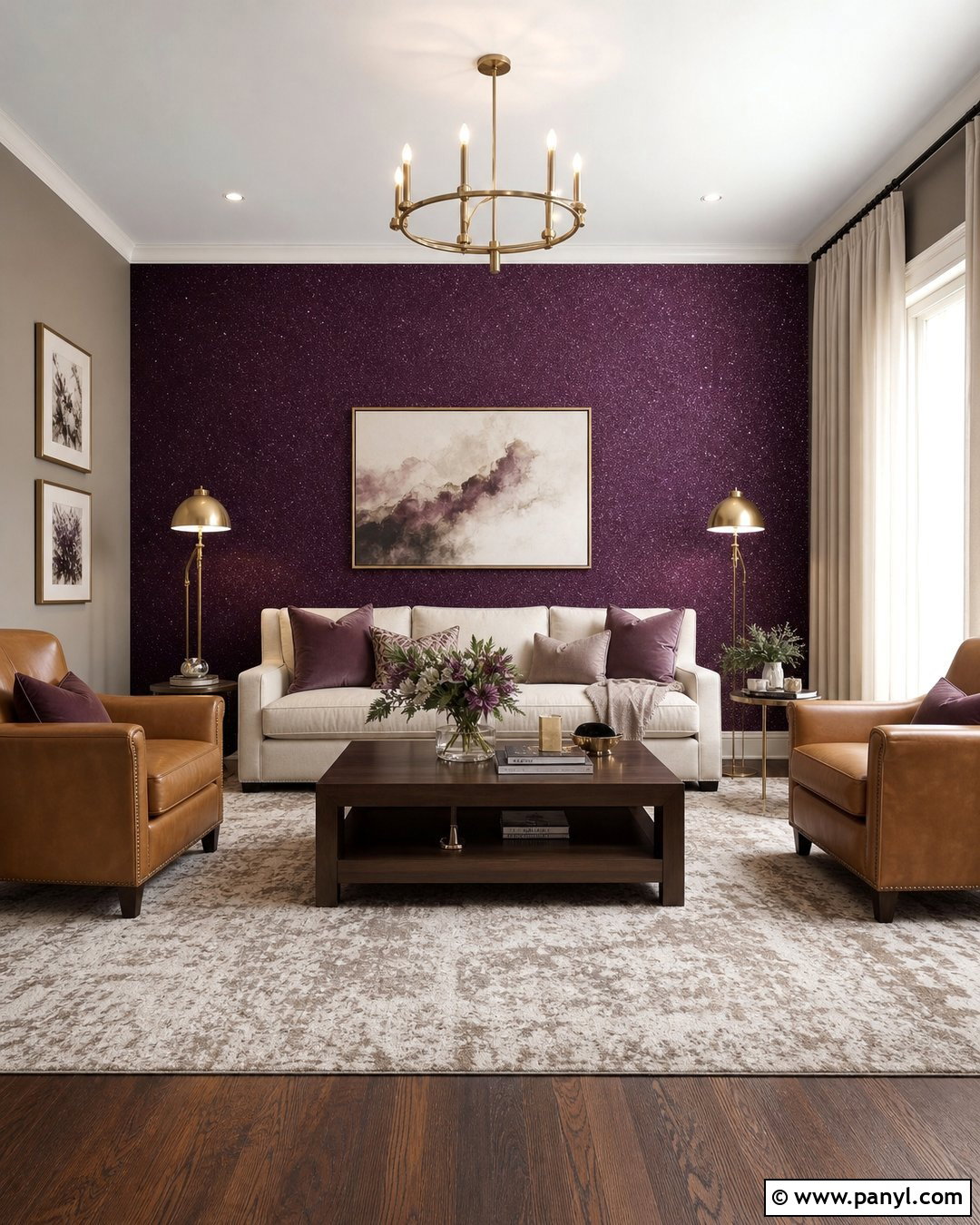 Deep Plum Sparkle Living Room Wall - 20 Purple Sparkle Paint For Walls