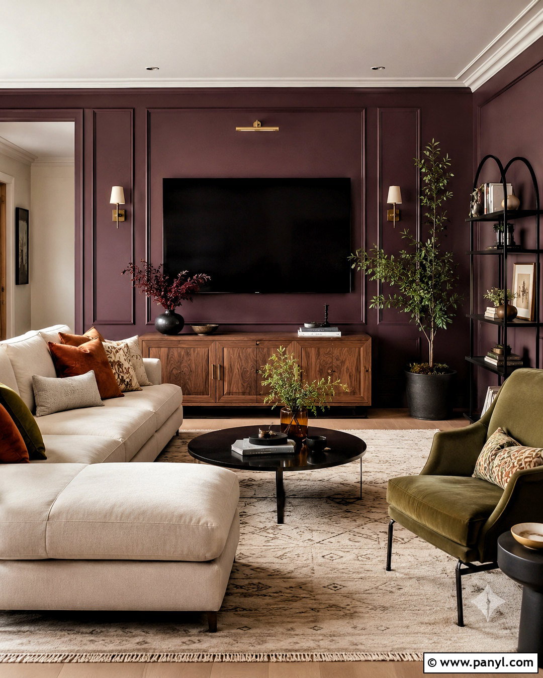 Deep Plum TV Wall - 35 tv wall color ideas