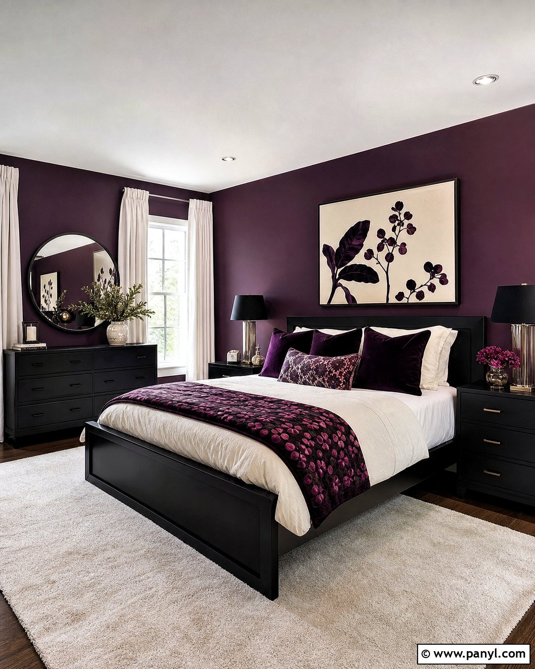 Deep Purple Bedroom With Black Furniture - 20 deep purple bedroom ideas