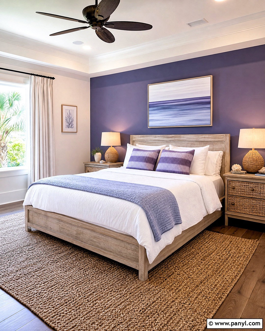Deep Purple Bedroom With Coastal Decor - 20 deep purple bedroom ideas