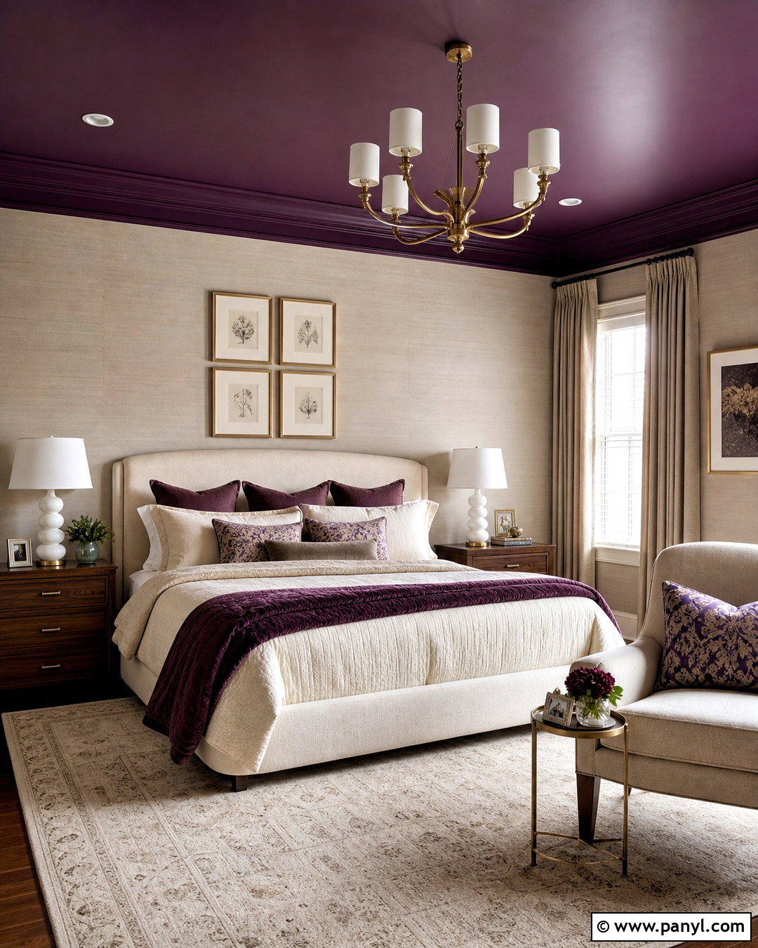 Deep Purple Bedroom With Dark Ceiling - 20 deep purple bedroom ideas
