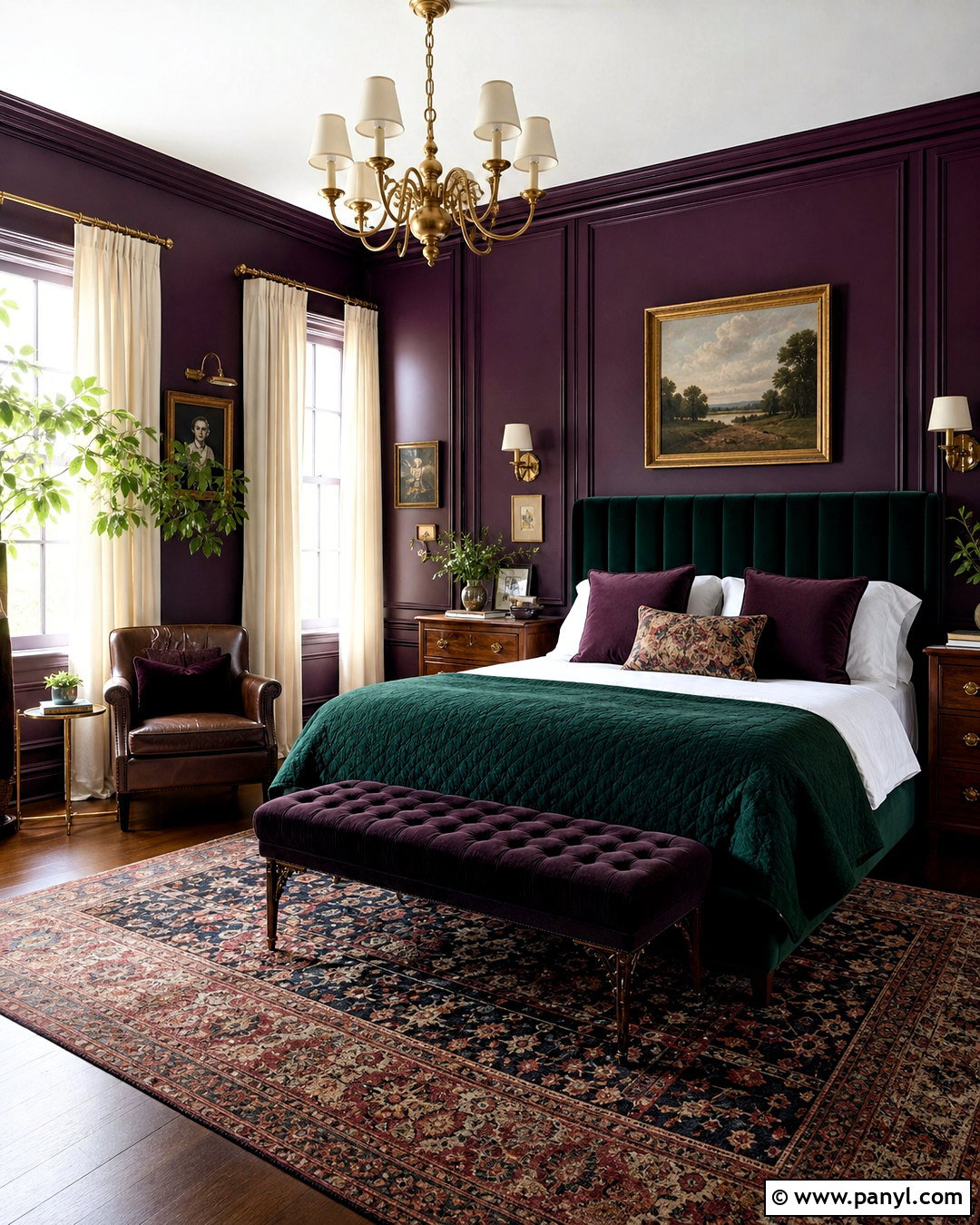Deep Purple Bedroom With Emerald Green - 20 deep purple bedroom ideas
