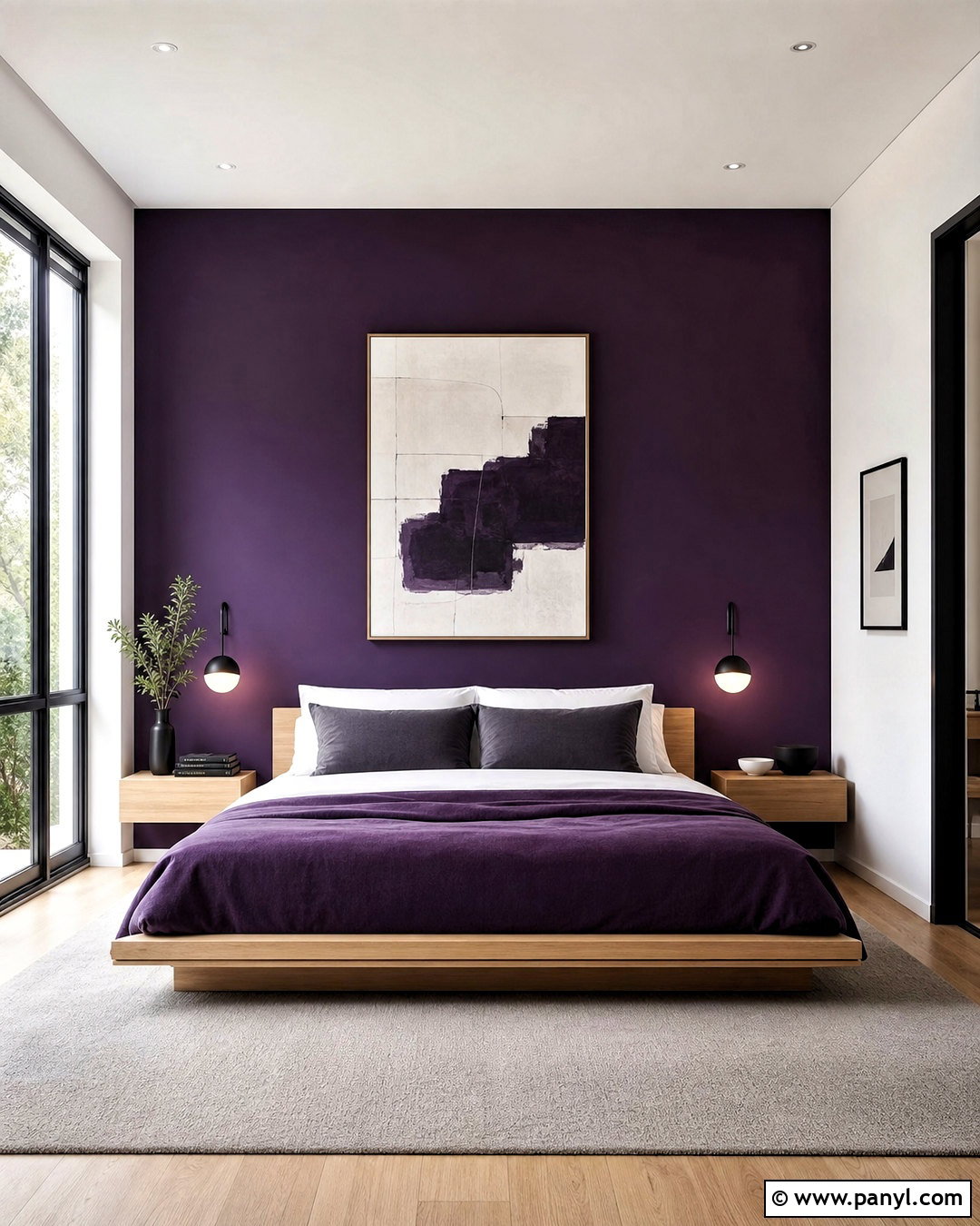 Deep Purple Bedroom With Modern Decor - 20 deep purple bedroom ideas