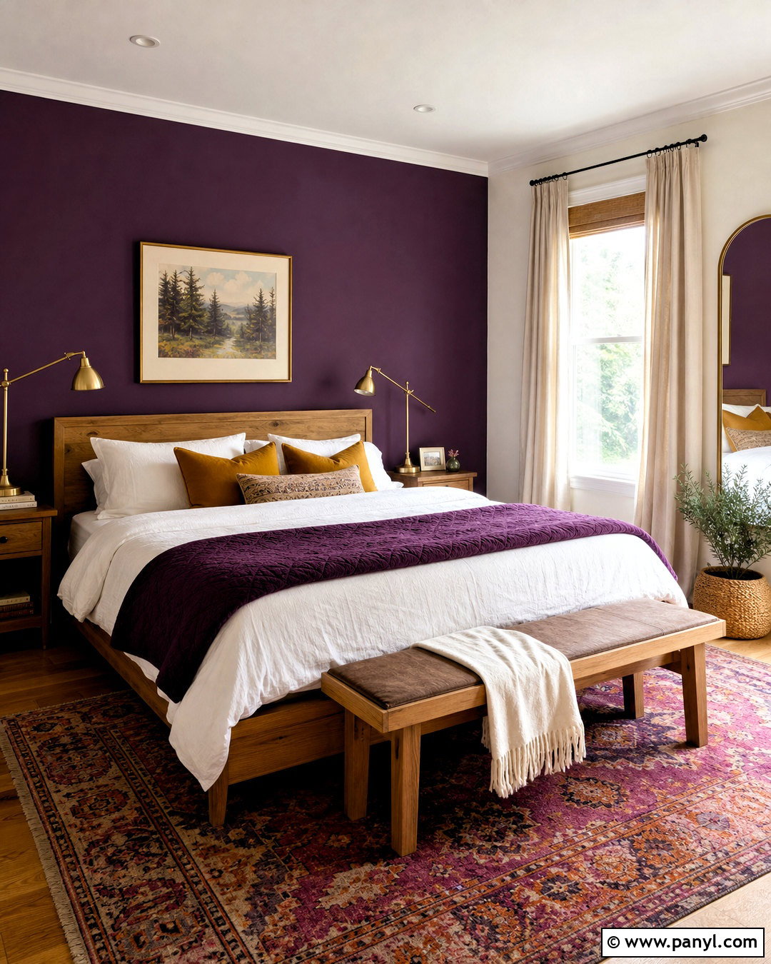 Deep Purple Bedroom With Mustard Yellow - 20 deep purple bedroom ideas