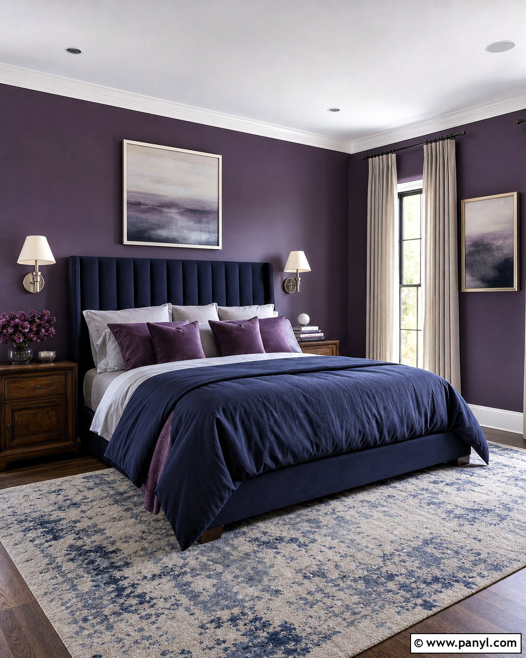Deep Purple Bedroom With Navy Blue - 20 deep purple bedroom ideas
