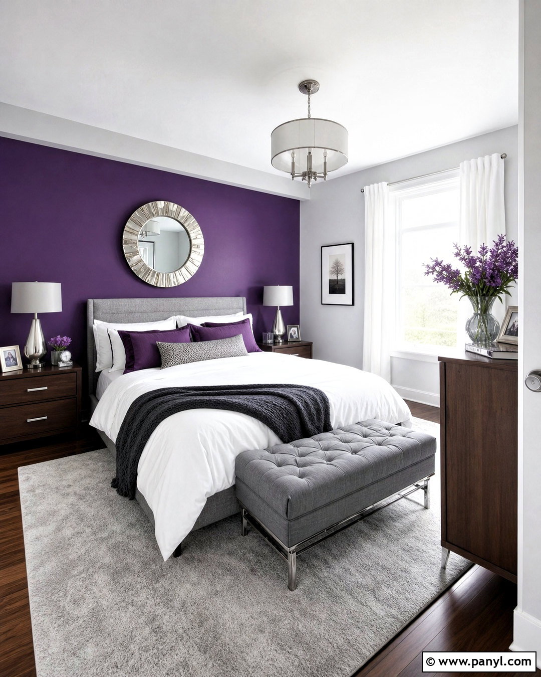 Deep Purple Bedroom With Silver Accents - 20 deep purple bedroom ideas