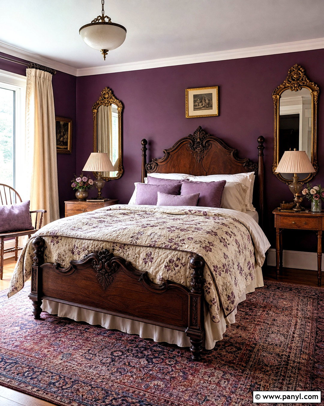 Deep Purple Bedroom With Vintage Decor - 20 deep purple bedroom ideas