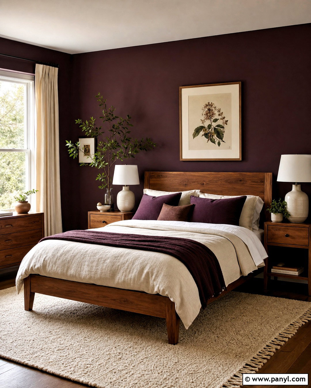 Deep Purple Bedroom With Wood Furniture - 20 deep purple bedroom ideas
