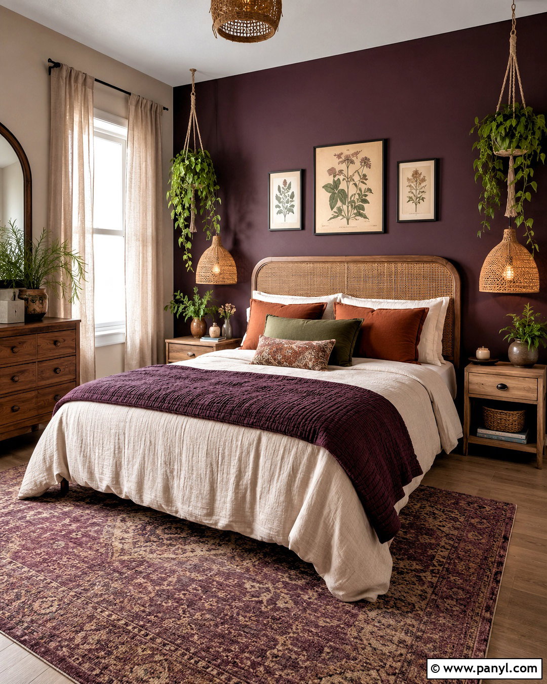 Deep Purple Boho Bedroom - 20 deep purple room color ideas