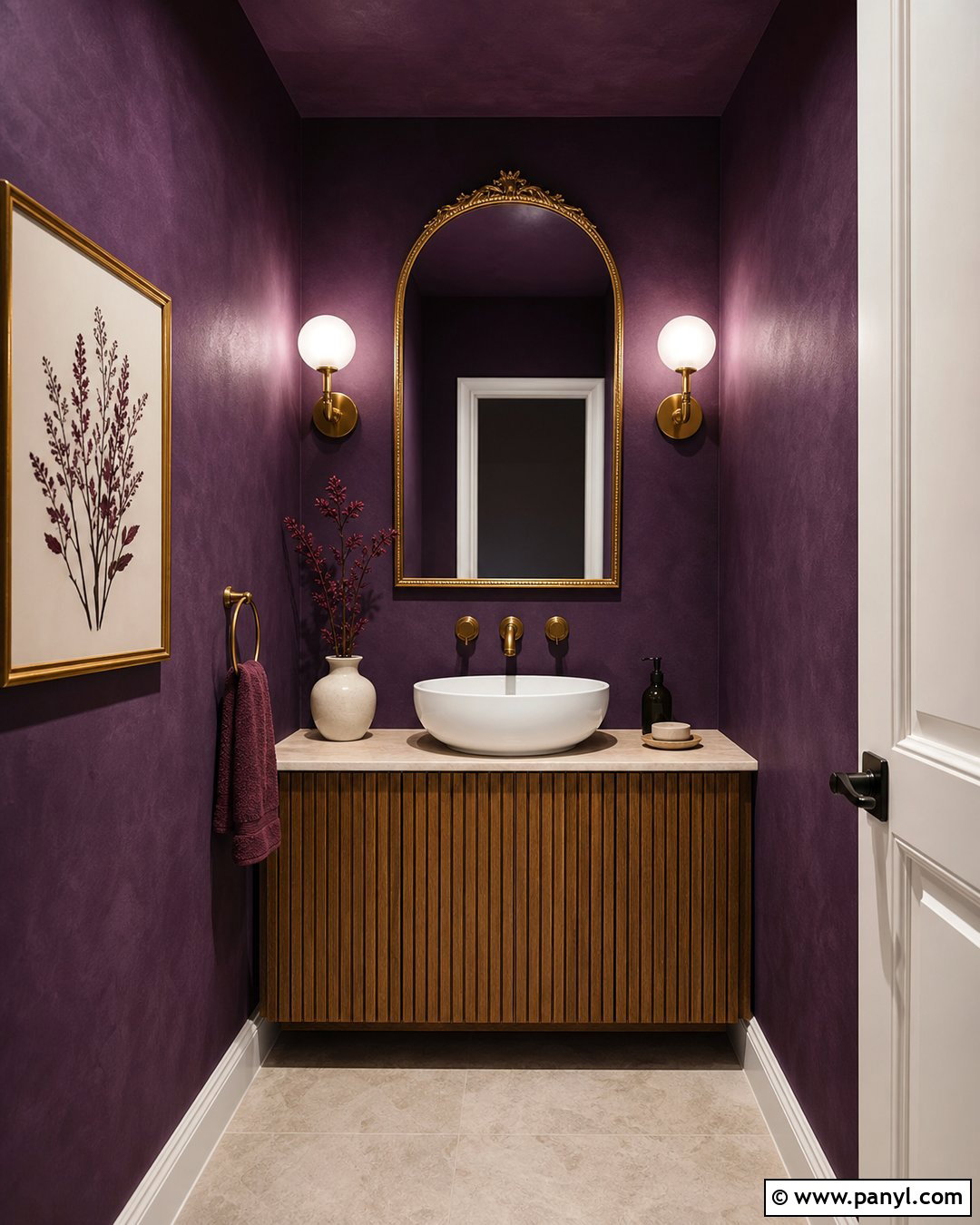 Deep Purple Limewash Powder Room - 30 Purple Limewash Walls