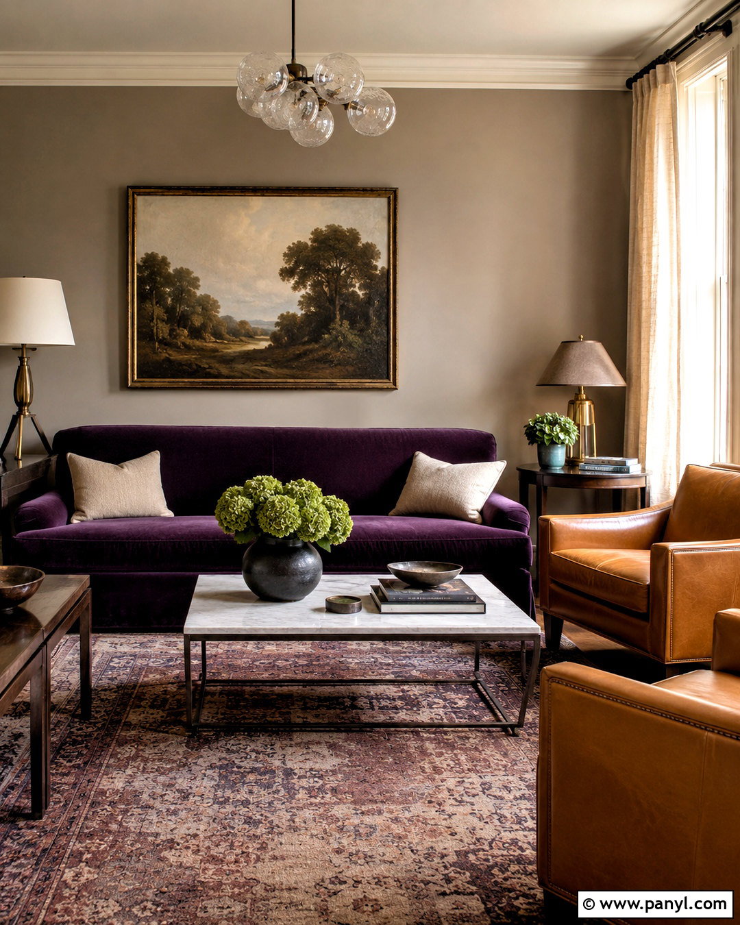 Deep Purple Velvet Living Room - 20 deep purple room color ideas