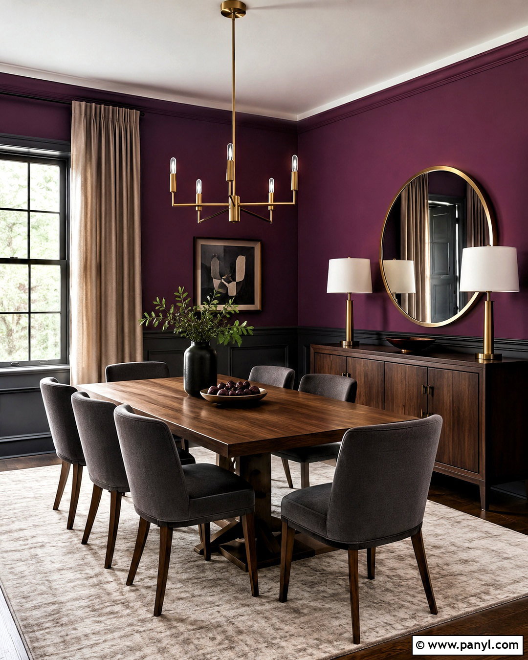 Deep Purple and Charcoal Dining Room - 20 deep purple room color ideas