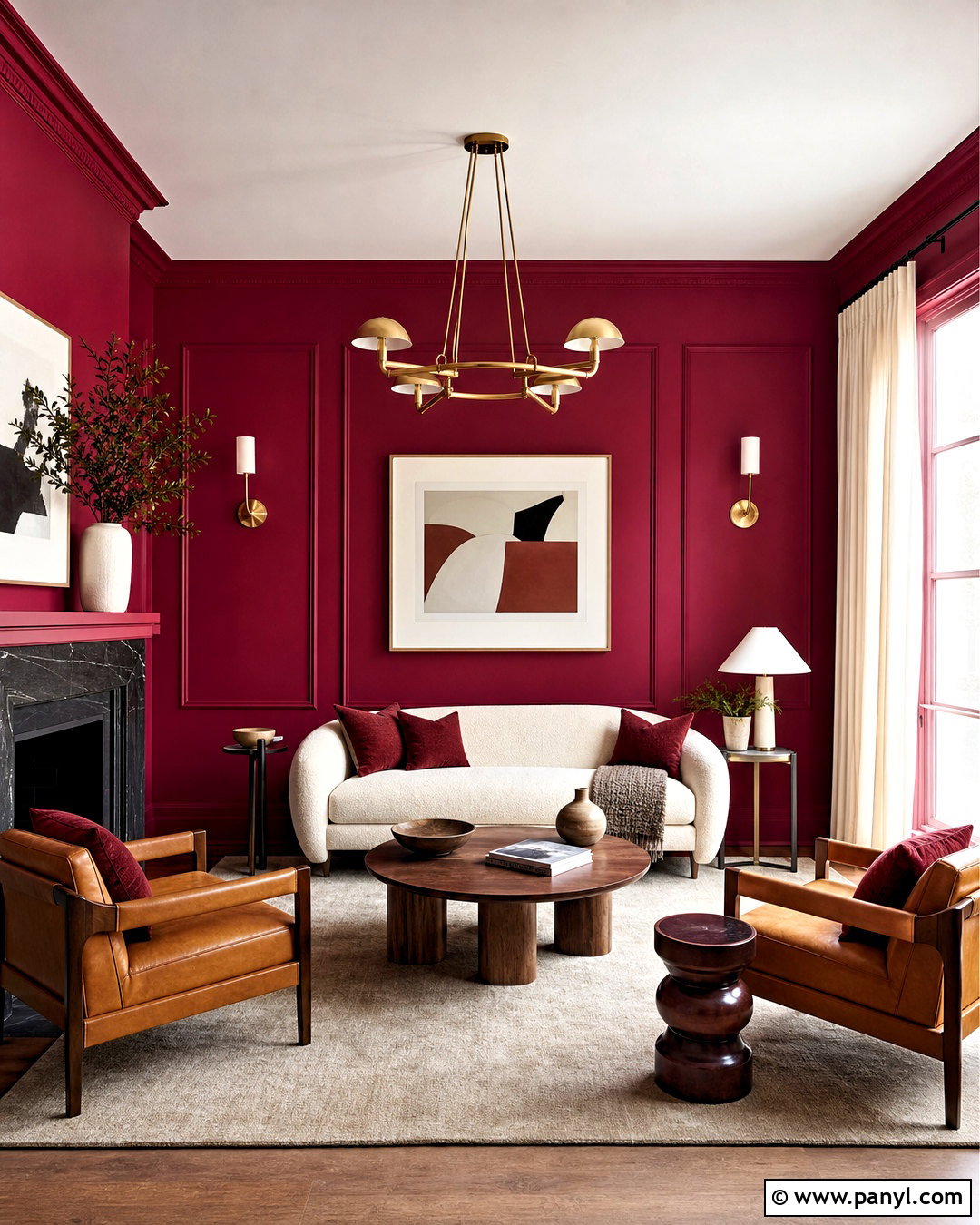 Deep Raspberry Pink Walls - 20 pink walls living room ideas