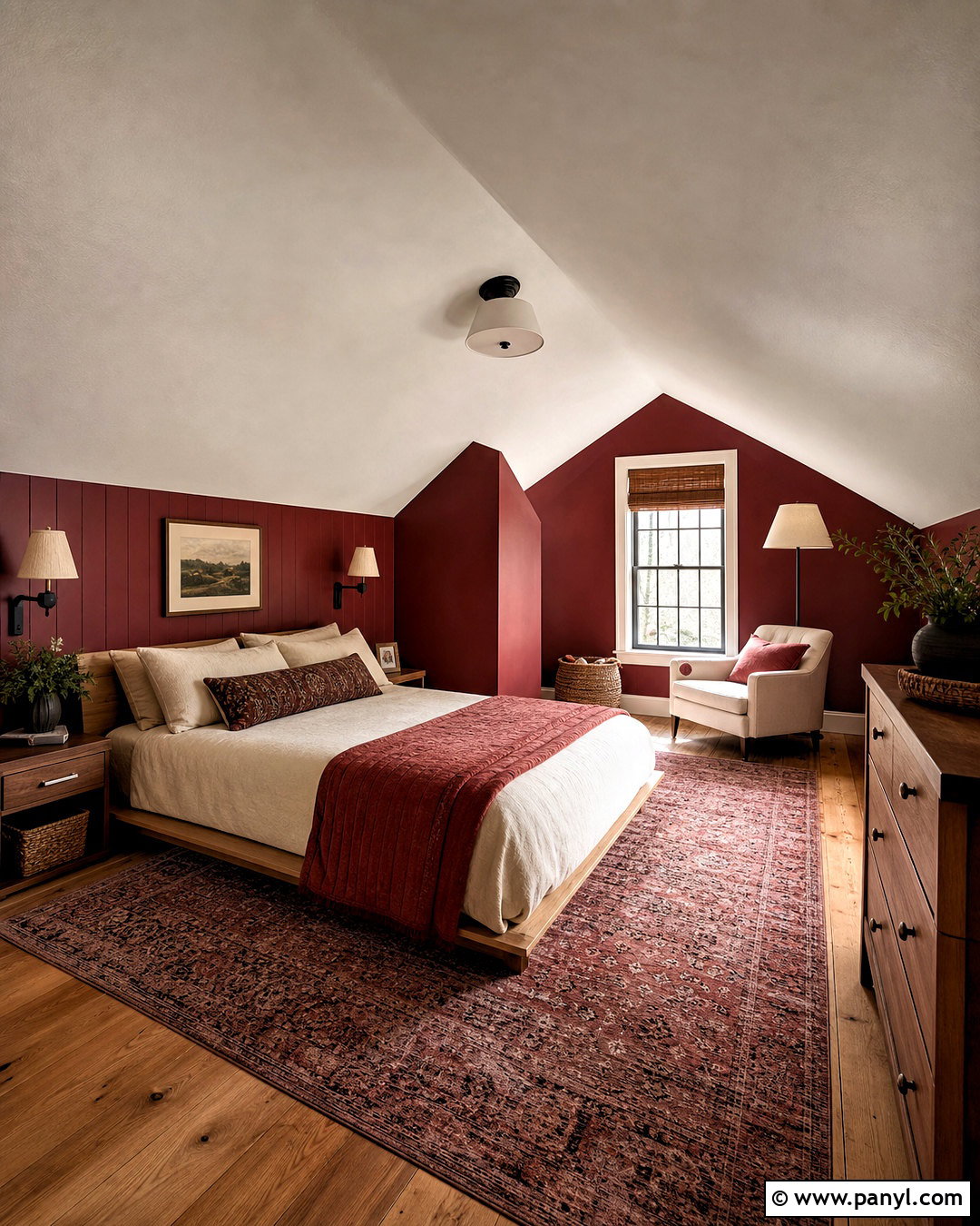 Deep Red Attic Bedroom - 20 deep red bedroom ideas