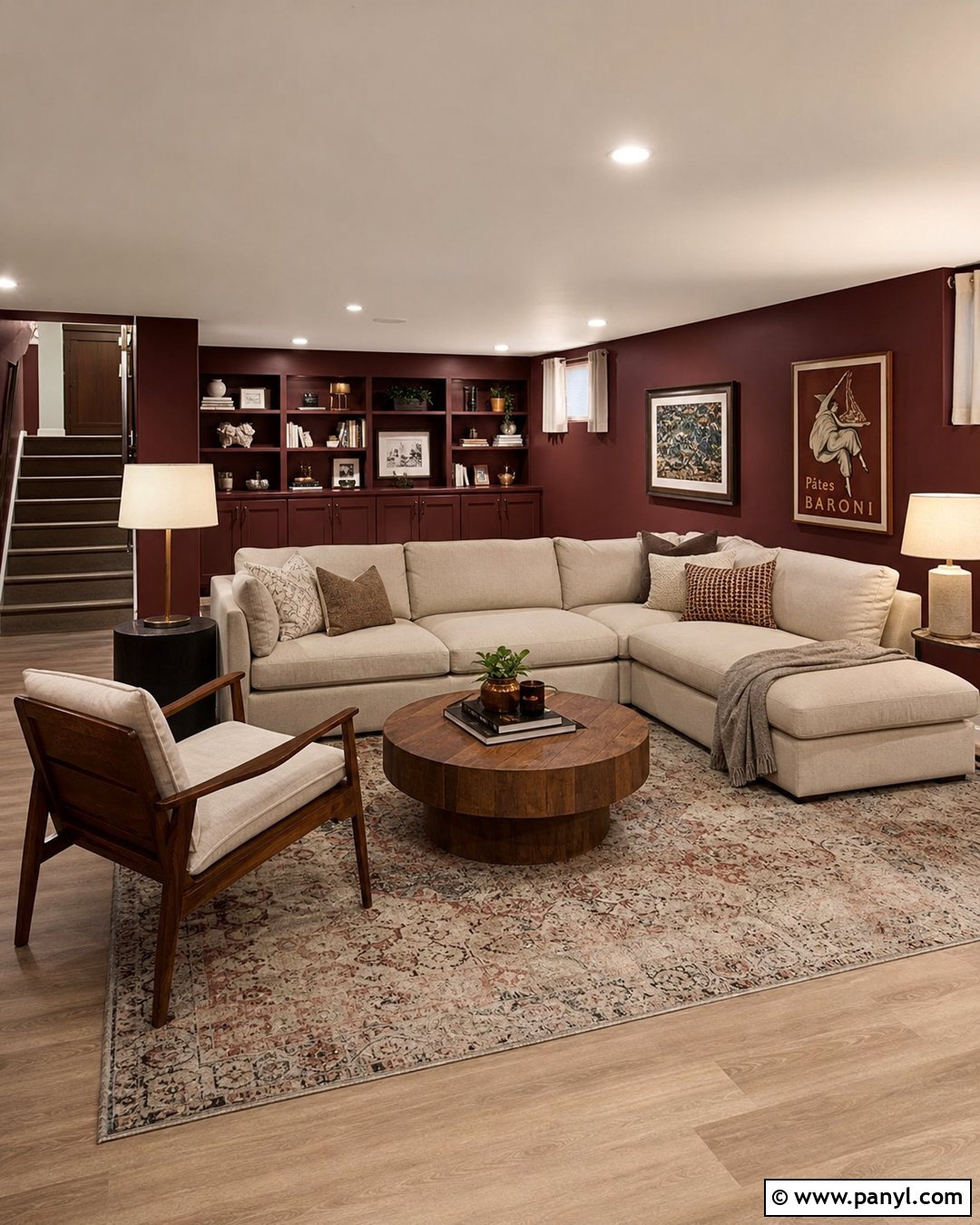 Deep Red Basement Lounge Walls - 25 Deep Red Walls
