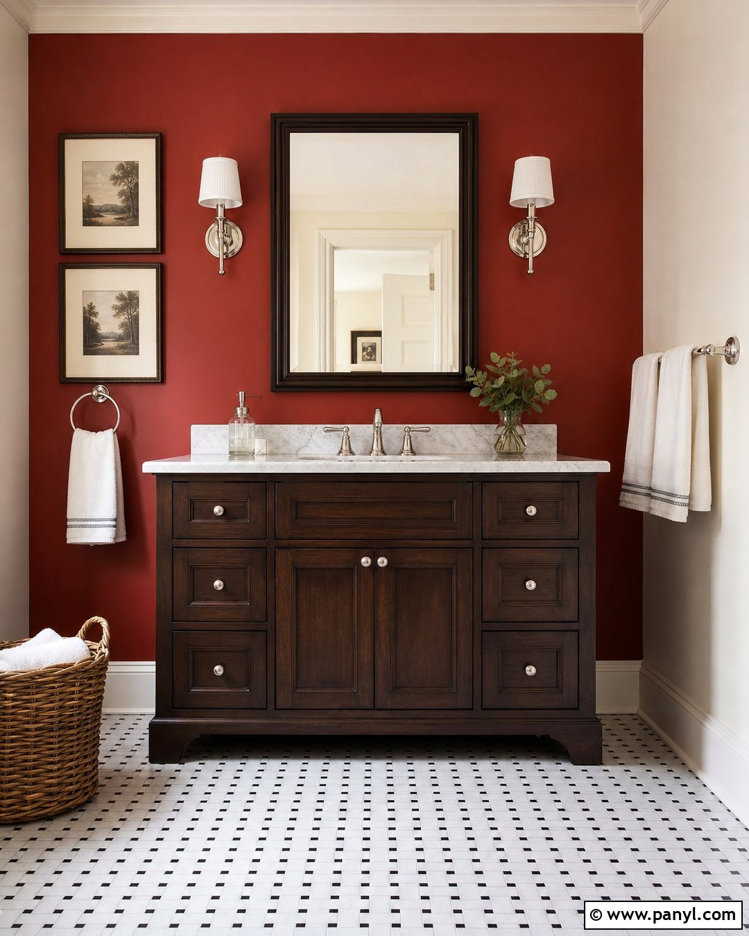 Deep Red Bathroom Accent Wall - 30 Accent Wall Bathroom Painted Ideas