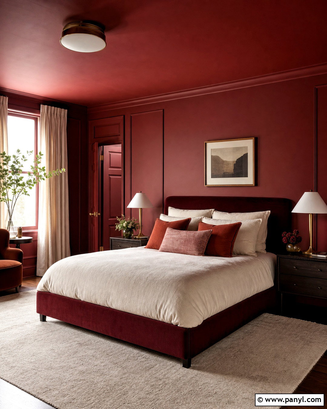 Deep Red Bedroom Color Drenching - 20 deep red bedroom ideas
