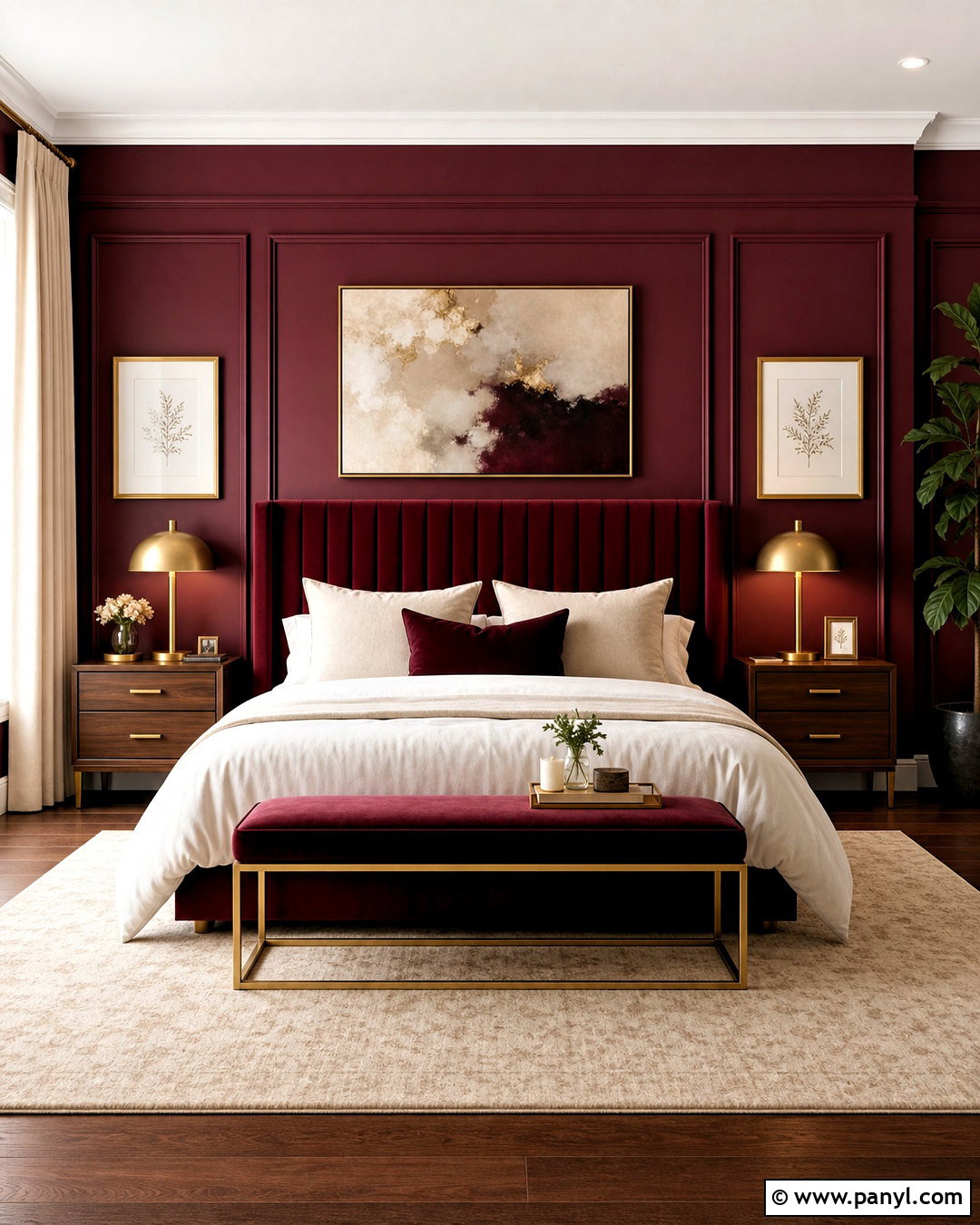Deep Red Bedroom With Gold Accents - 20 deep red bedroom ideas