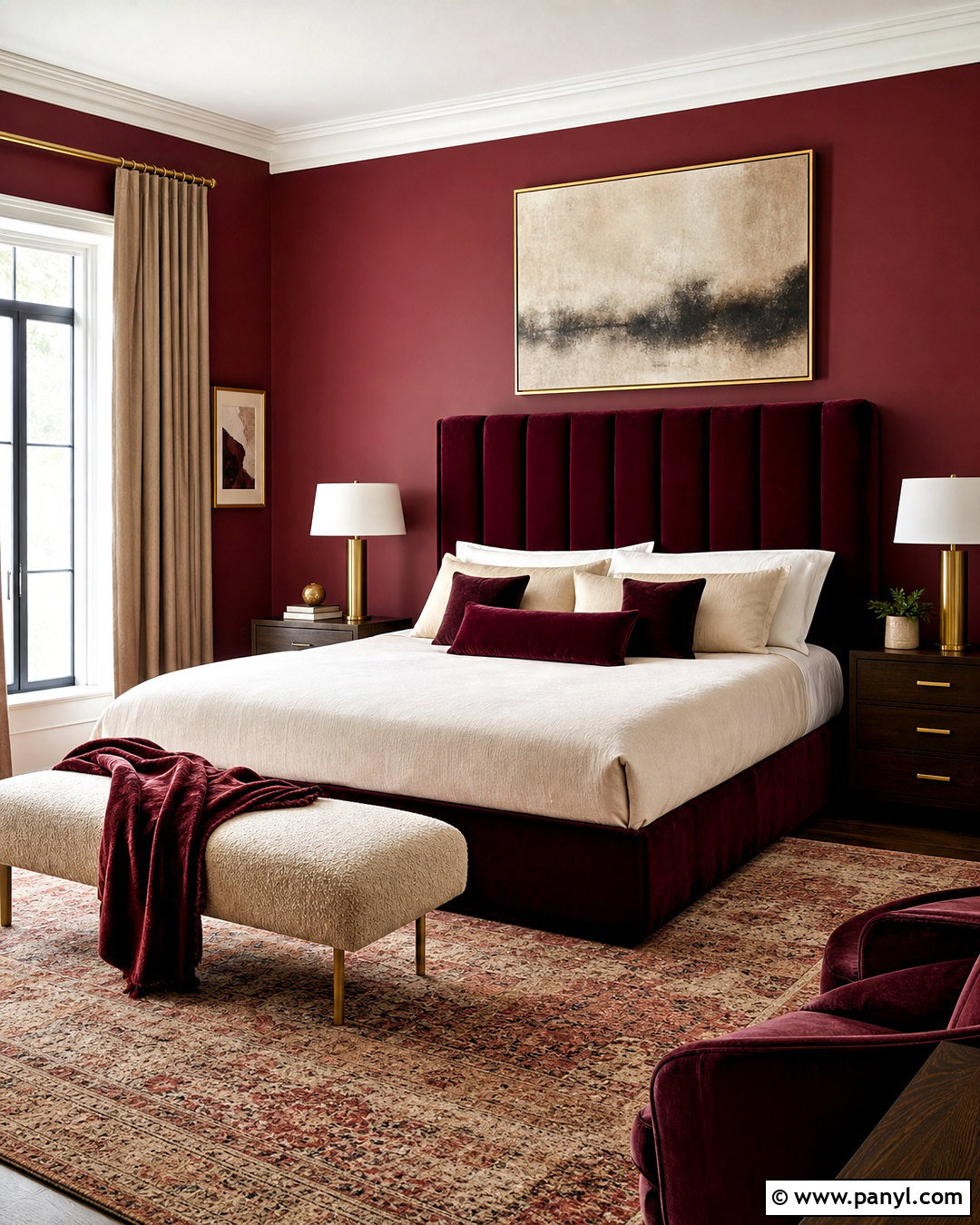 Deep Red Bedroom With Velvet - 20 deep red bedroom ideas