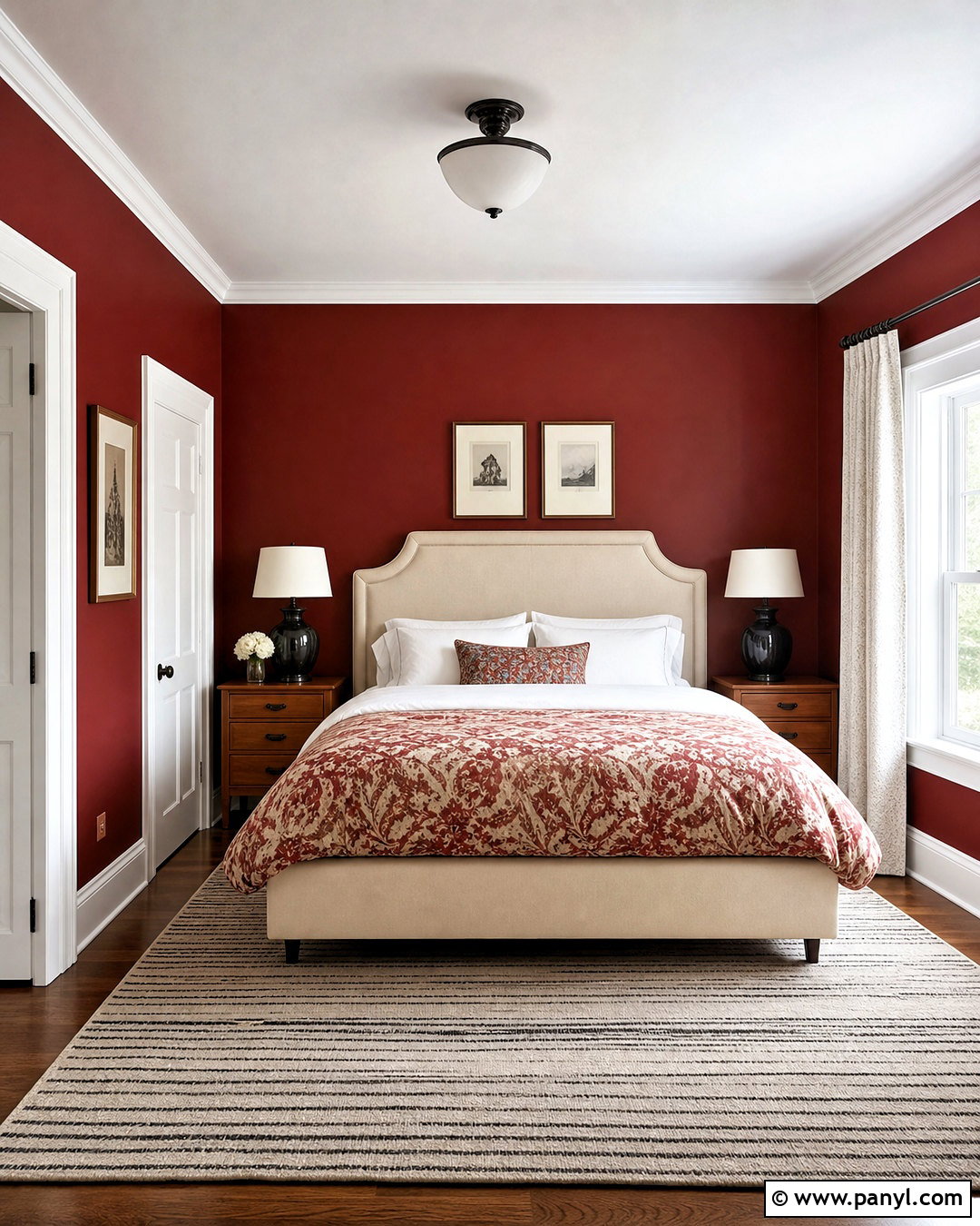 Deep Red Bedroom With White Trim - 20 deep red bedroom ideas
