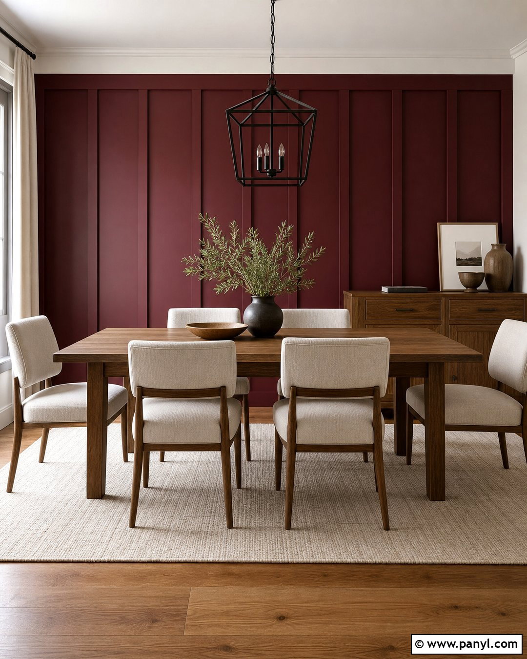 Deep Red Board And Batten Wall - 25 Deep Red Accent Wall Ideas