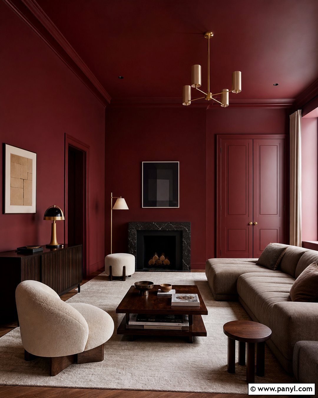 Deep Red Color Drenched Room - 25 Deep Red Walls