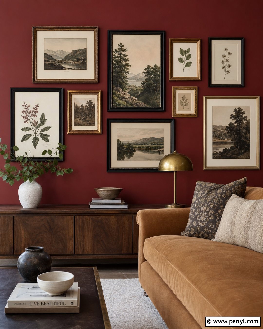 Deep Red Gallery Wall - 25 Deep Red Accent Wall Ideas