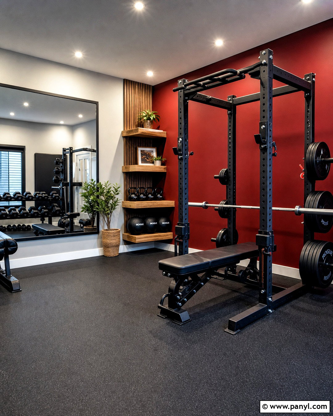 Deep Red Home Gym - 20 gym colors ideas