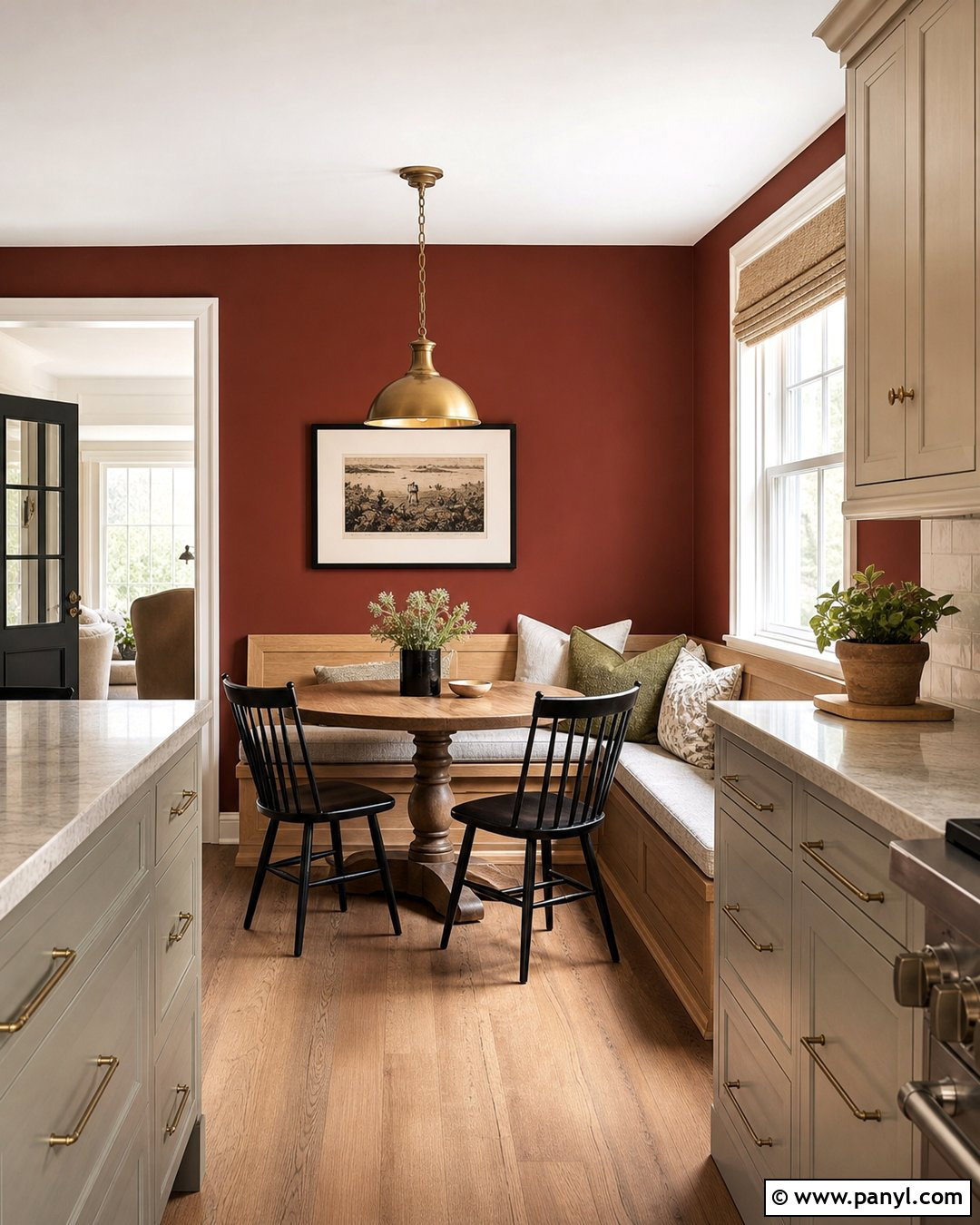 Deep Red Kitchen Breakfast Nook Wall - 25 Deep Red Accent Wall Ideas