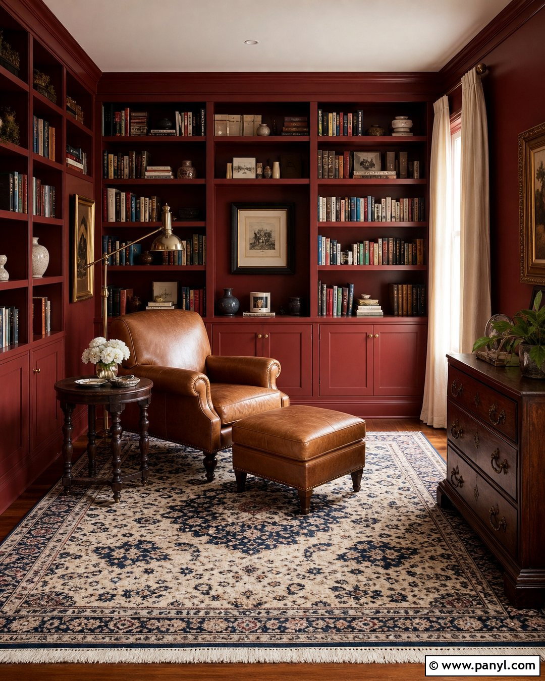 Deep Red Library Wall Color - 30 house wall color ideas