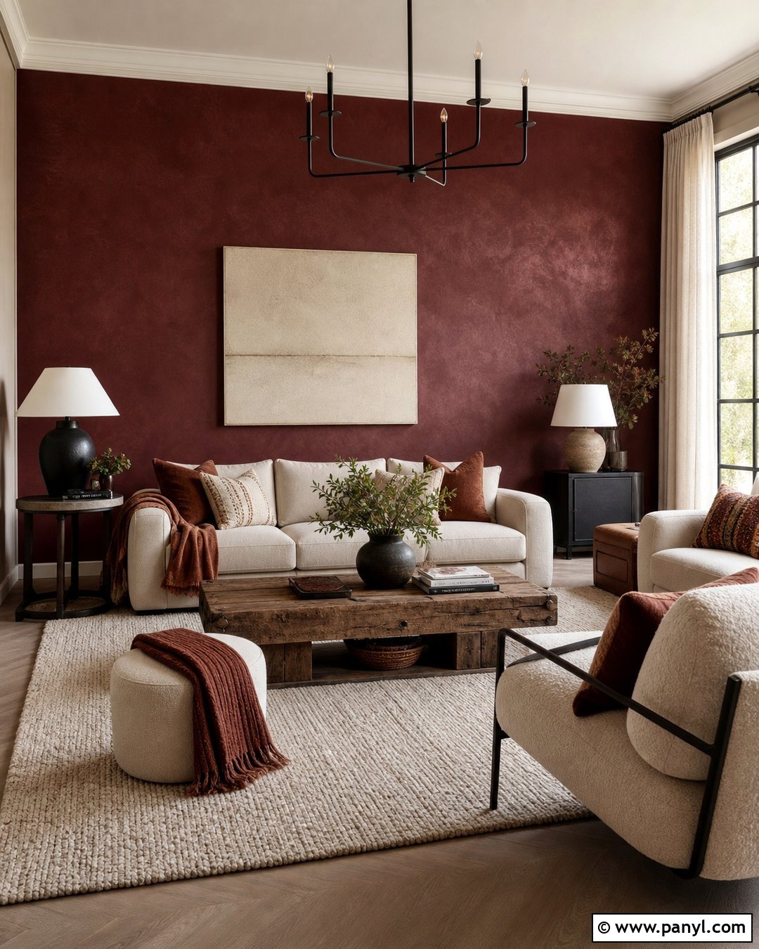 Deep Red Limewash Accent Wall - 25 Deep Red Accent Wall Ideas