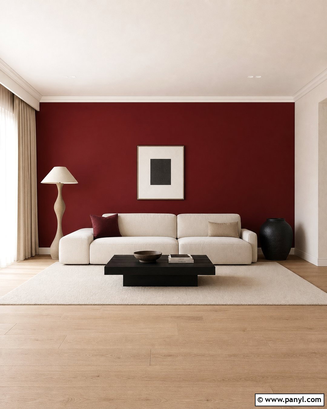 Deep Red Modern Minimalist Wall - 25 Deep Red Accent Wall Ideas