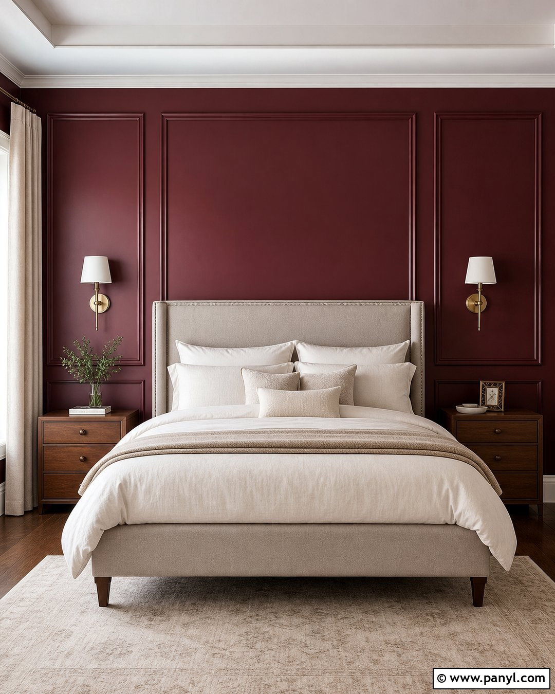 Deep Red Paneled Accent Wall - 25 Deep Red Accent Wall Ideas