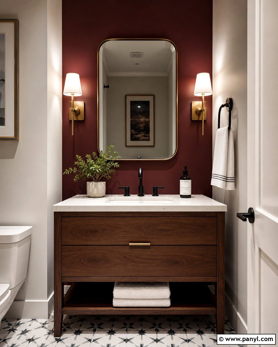Deep Red Powder Room Wall - 25 Deep Red Accent Wall Ideas