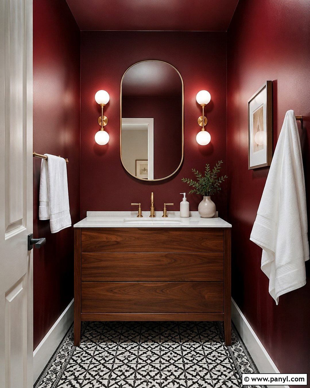 Deep Red Powder Room Walls - 20 Red Wall Paint Ideas