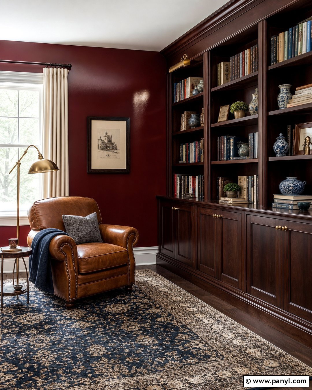 Deep Red Semi Gloss Library Walls - 30 Semi Gloss Paint On Walls