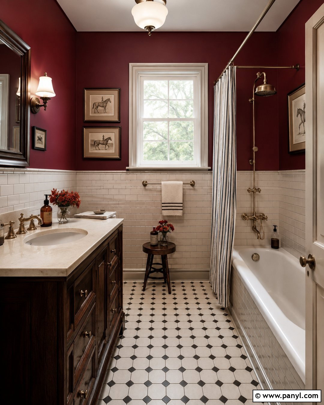 Deep Red Vintage Bathroom - 20 Vintage Bathroom With Dark Walls