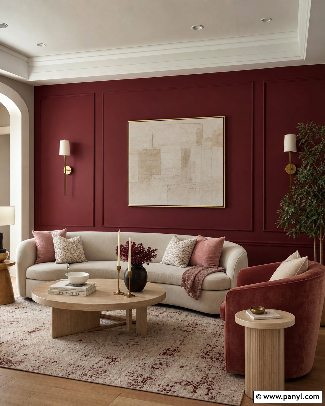 Deep Red Wall With Blush Pink Decor - 25 Deep Red Accent Wall Ideas