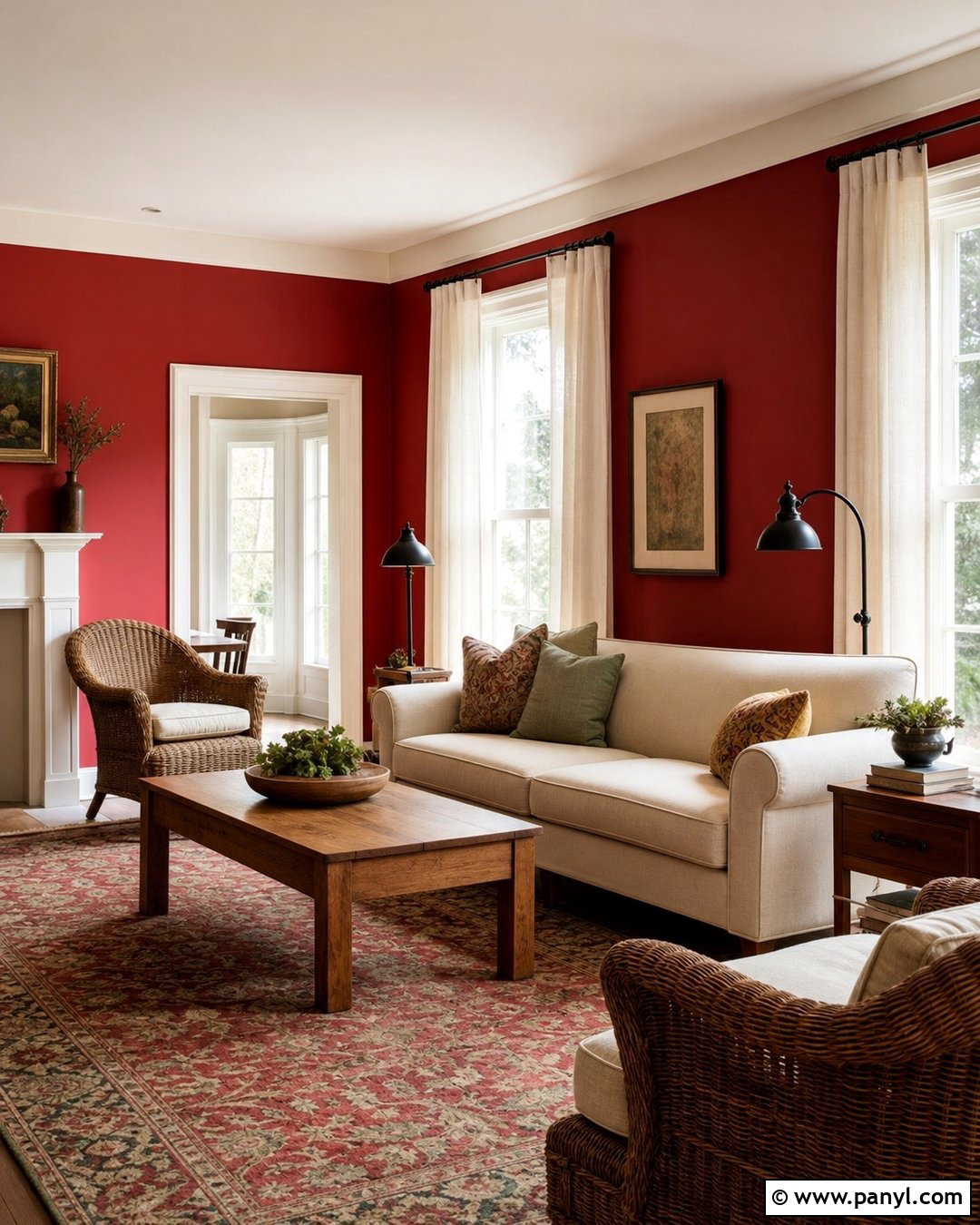 Deep Red Walls With White Trim - 25 Deep Red Walls