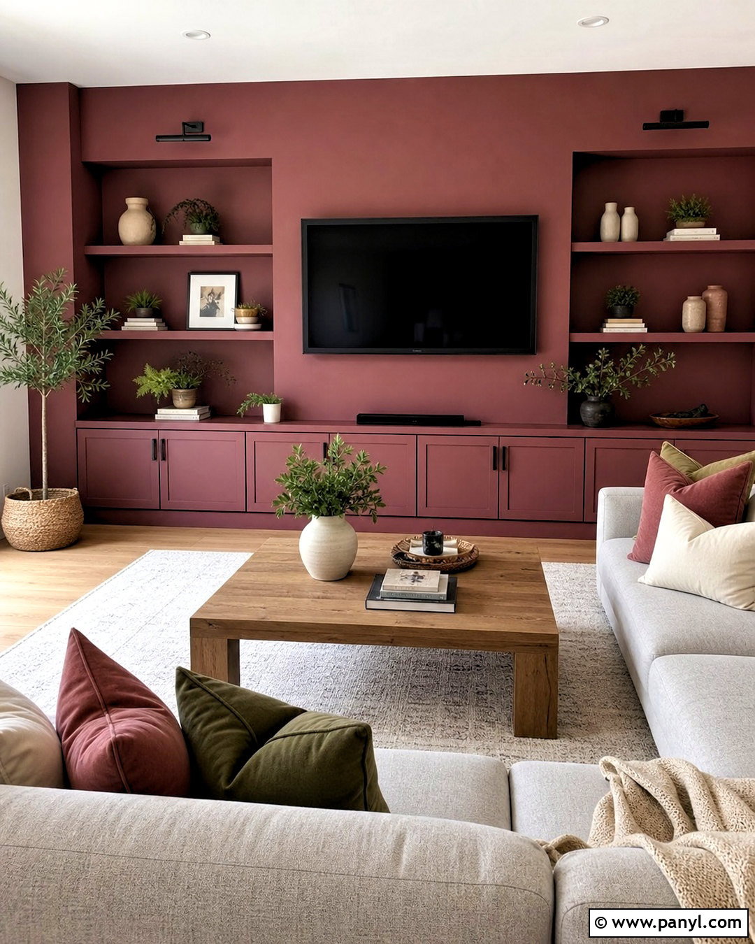 Deep Rose Media Wall - 20 pink feature wall ideas