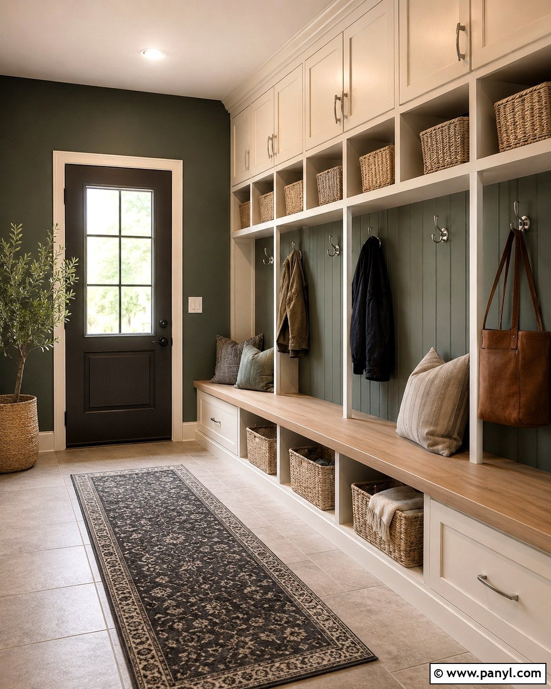 Deep Sage Mudroom Walls - 20 Dark Mudroom Wall Colors