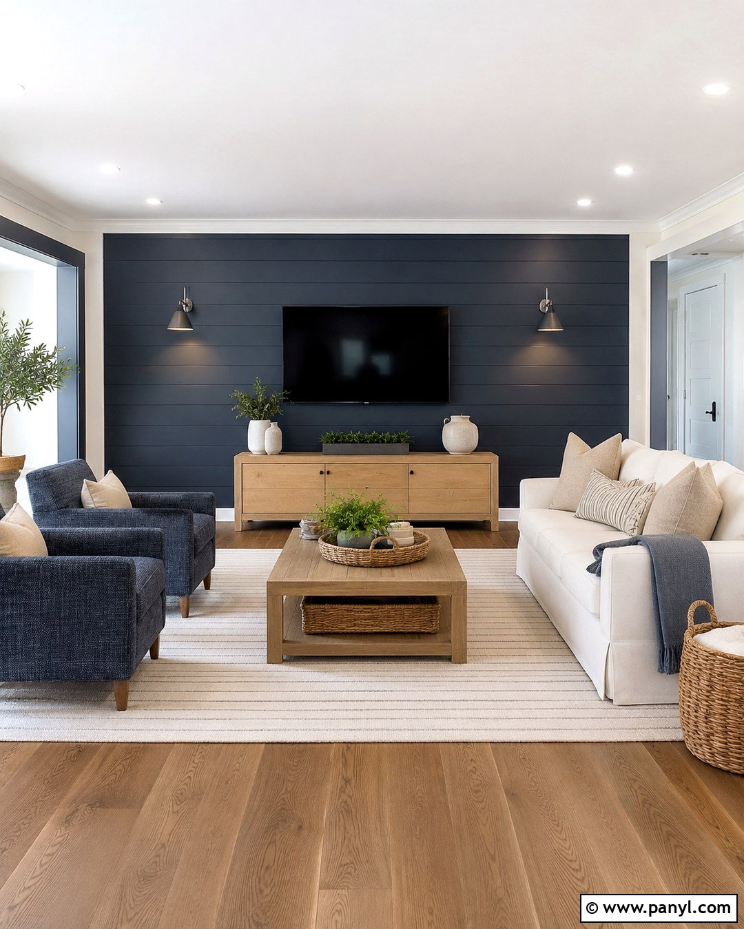 Deep Slate Blue TV Wall - 20 Tv Wall Dark Paint Ideas