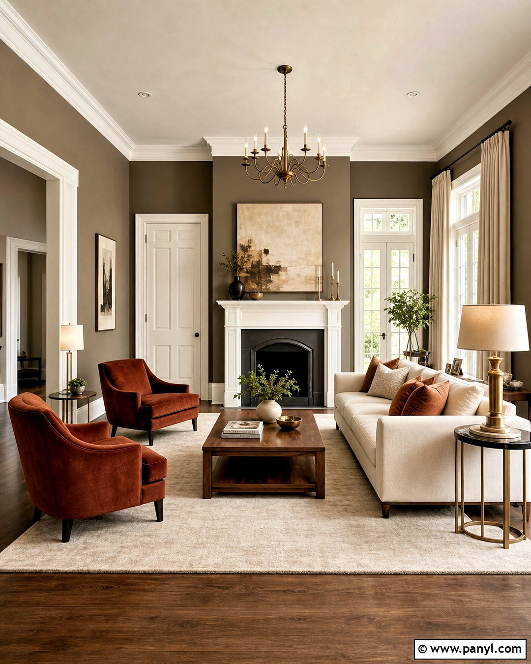Deep Taupe Living Room Walls With White Trim - 20 dark walls white trim ideas