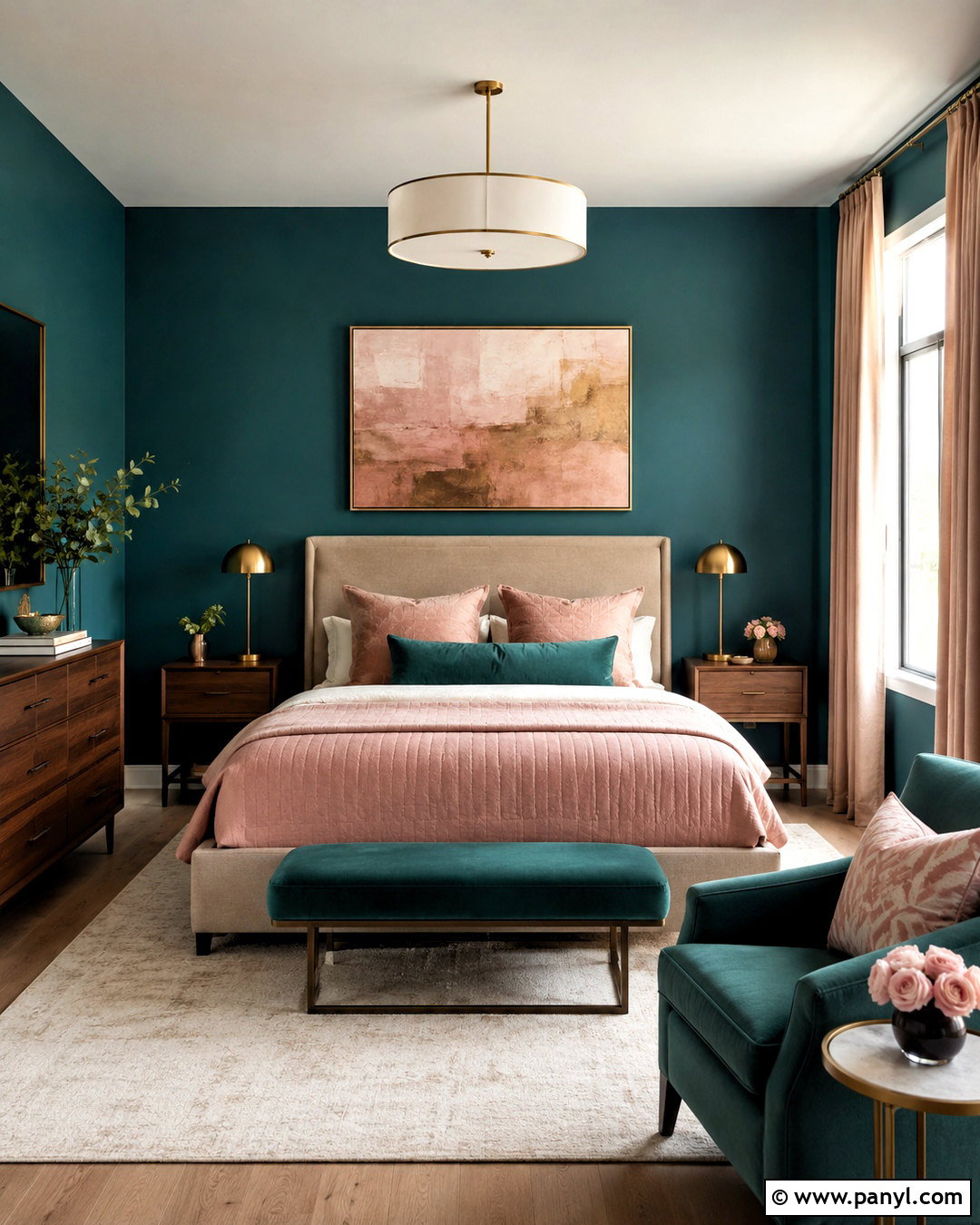 Deep Teal And Blush Bedroom - 20 deep teal bedroom ideas