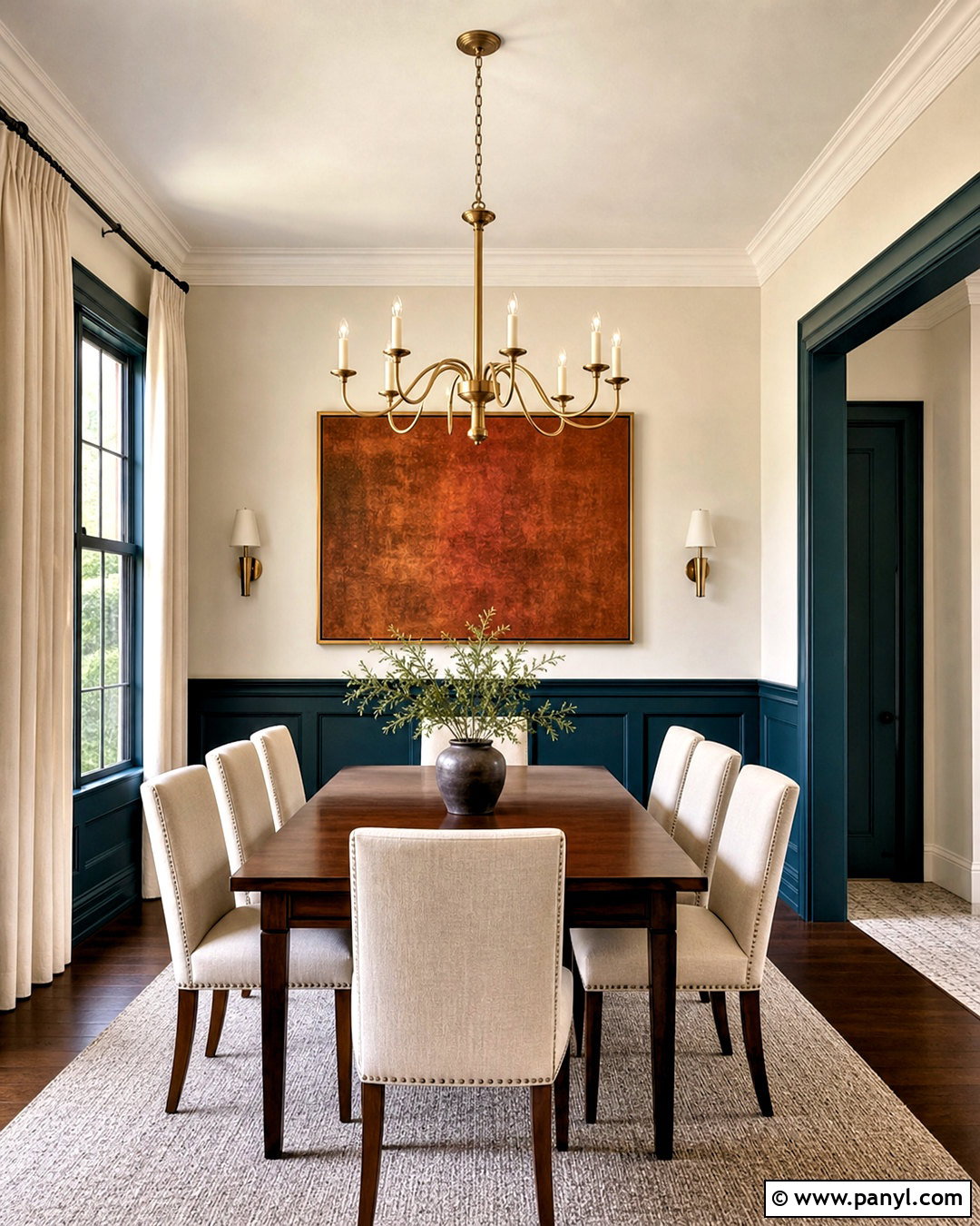 Deep Teal And Ivory Wall Combination - 20 wall painting colour combination ideas