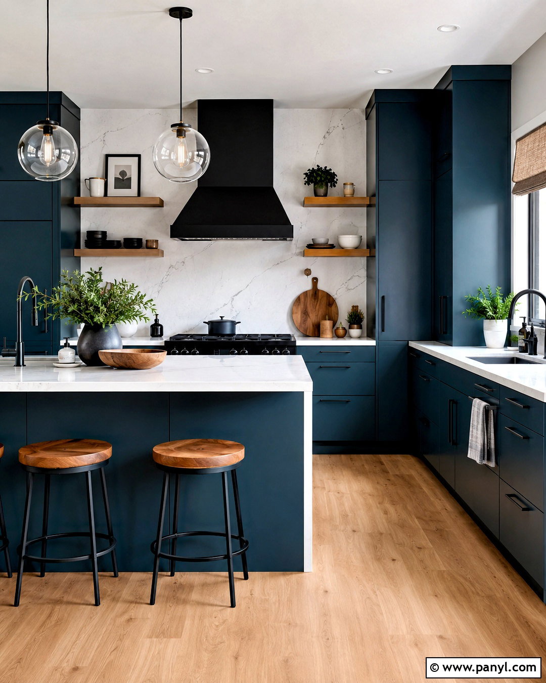 Deep Teal And Matte Black Kitchen - 20 deep teal color palette ideas