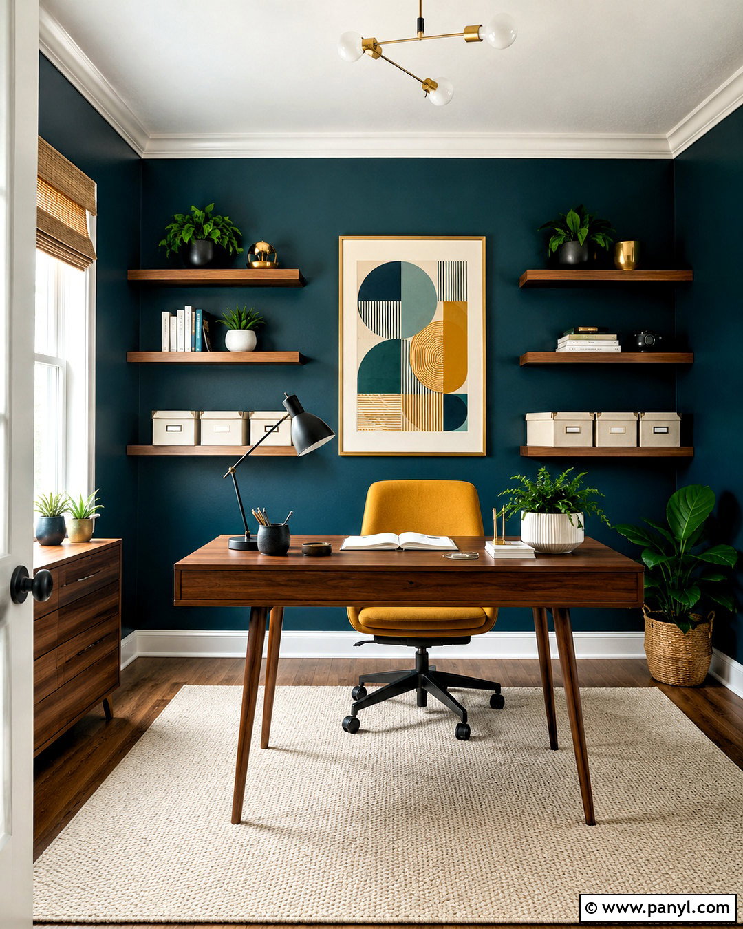 Deep Teal And Mustard Yellow Home Office - 20 deep teal color palette ideas