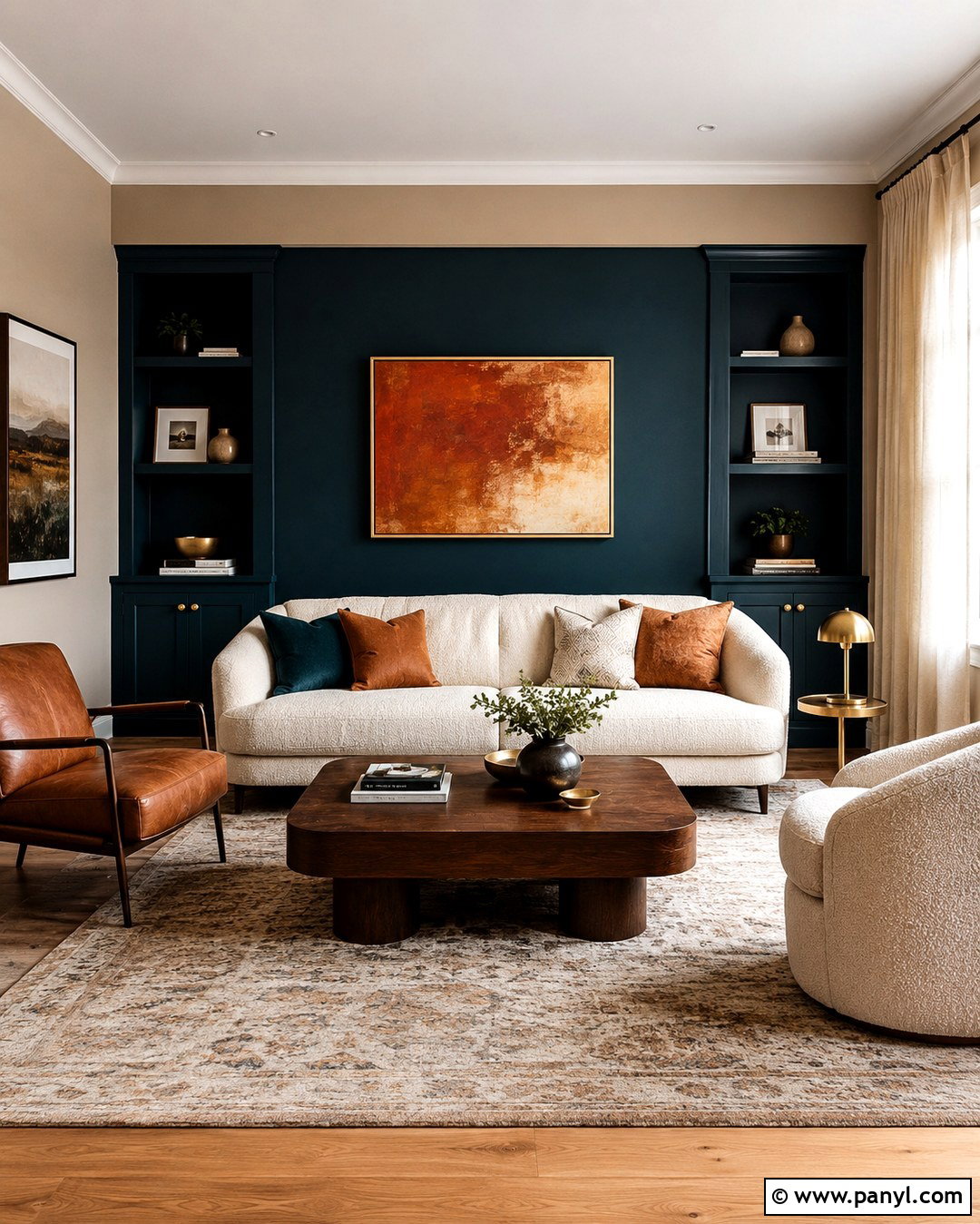 Deep Teal And Sand Living Room Walls - 20 Living Room Color Combination Wall Ideas